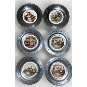 Set Of 6 The Great American Revolution‎ 1776 Pewter Plates